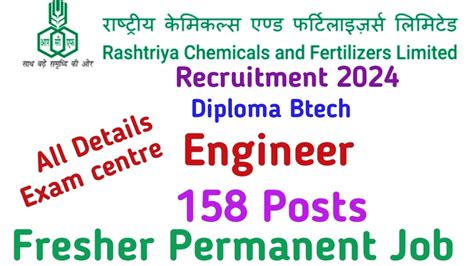 RCFL Recruitment 2024 158 Posts Fresher Permanent Jobs Hurry Up