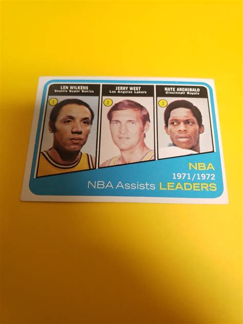 Jerry West Nate Archibald Lenny Wilkins 1972 73 Topps 176 NBA Assists