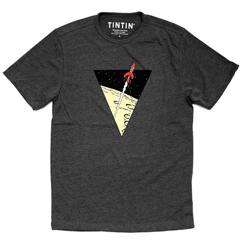 T Shirt Tintin The Adventures Of Tintin The Lunar Rocket Grey