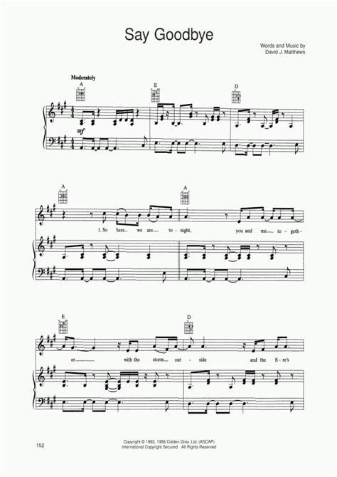 Say Goodbye Piano Sheet Music | OnlinePianist