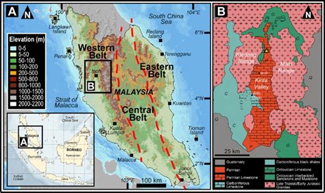 A Shaded Relief Map Of The Peninsular Malaysia Showing Topographic