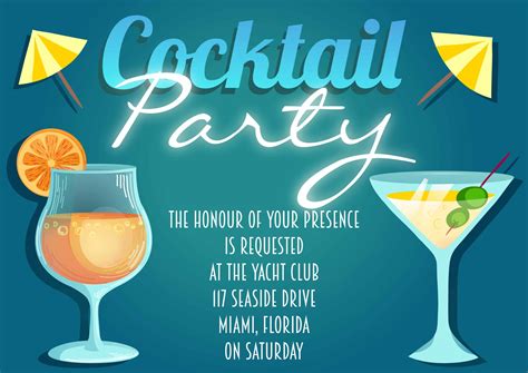 Party Vector Illustration Cocktail Party Vector Invitation Template Designious