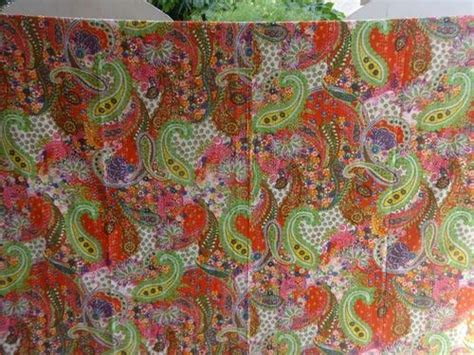 Pure Cotton Single Multi Color Paisley Printed Kantha Quilt Double Bed