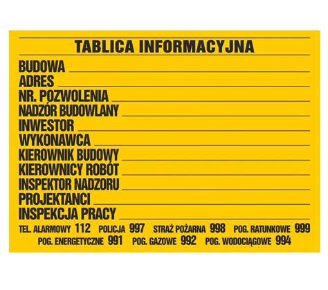 TABLICA INFORMACYJNA BUDOWLANA 50x70 Sklep SIGMET