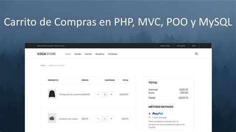 Carrito De Compras En PHP MVC POO Y MySQL Curso Tienda Virtual