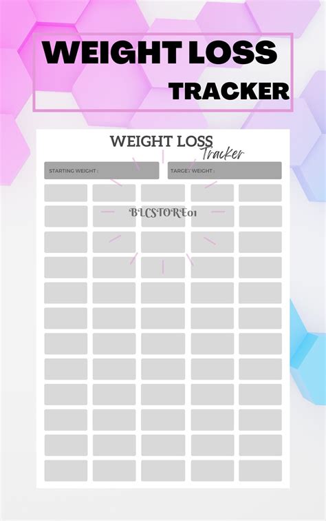 Digital Weight Loss Chart Printable Weight Loss Tracker Etsy