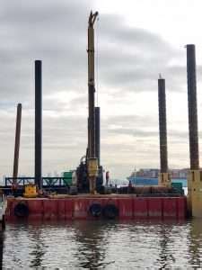 Driving Pile Or Drilling From A Barge Rpi Construction Equipment