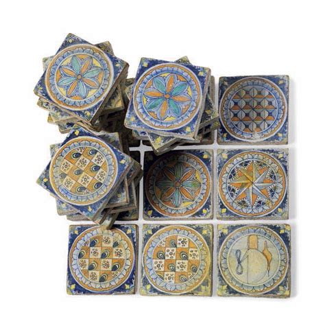 THIRTY-EIGHT MAIOLICA TILES , 19TH CENTURY, PROBABLY SOUTHERN ITALY | Christie's