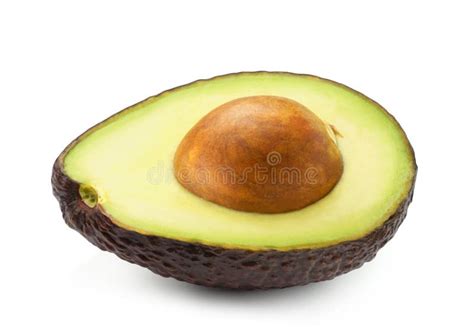 Medio Aguacate Maduro Aislado En Fondo Blanco Foto De Archivo Imagen