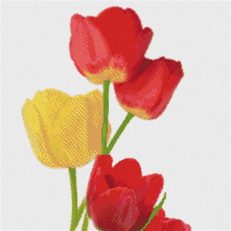 Cross Stitch Pattern Flowers Pdf Modern Counted Tulips Floral Etsy