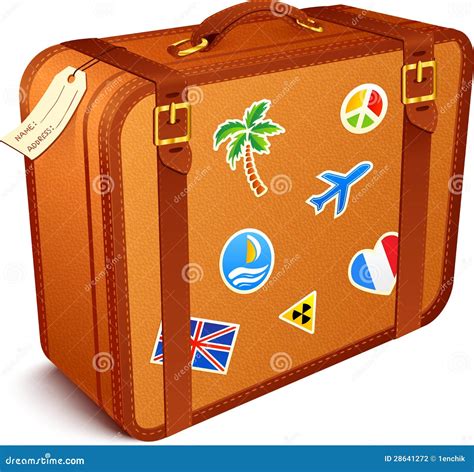 Vector Traveller S Brown Vintage Leather Suitcase Stock Vector