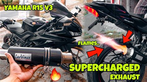 Super Exhausts For Yamaha R15 V 3 FLAMES THROWER Bike YouTube