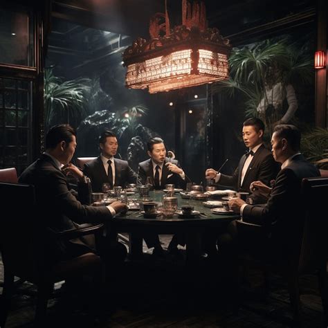 Premium Photo | Yakuza bosses meeting at a fancy seafood restaurant for ...