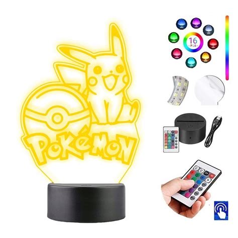 Lampka Na Biurko Nocna Pokemon Pikachu 16Kol Led Plexido Plexido