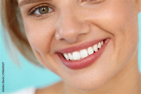 Beautiful Smile Smiling Woman Face With White Teeth Full Lips High