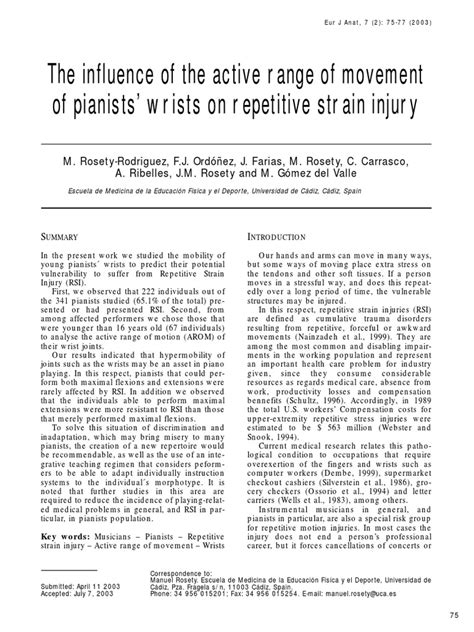 The Influence of The Active Range of Movement | PDF | Anatomical Terms Of Motion ...