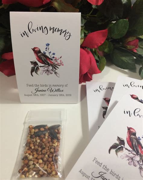 Memorial Bird Seed Packets Vintage Red Bird Funeral Favors Etsy