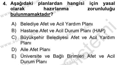 AÖF Acil Durum Ve Afet Yönetimi Planları Dersi 2021 2022 Yılı Yaz