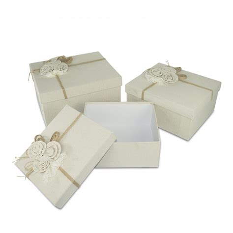 Art Set De Cajas Regalo Rectangulares De Yute Con Decoraci N