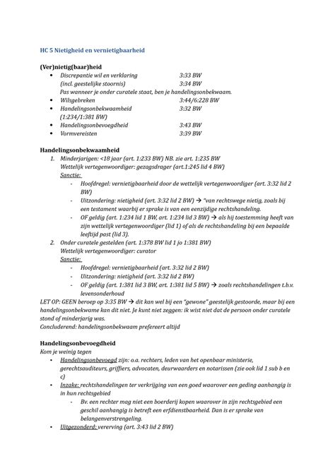 Hc Burgerlijk Recht Nietigheid En Vernietigbaarheid Hc