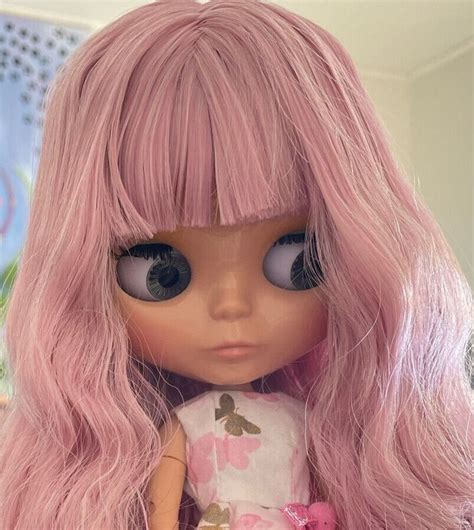 Blythe Doll Nude Tan Skin Shiny Face Wavy Hair BJD Toys 4 Color Eyes