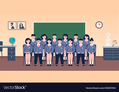 Student class portrait smile adolescent Royalty Free Vector