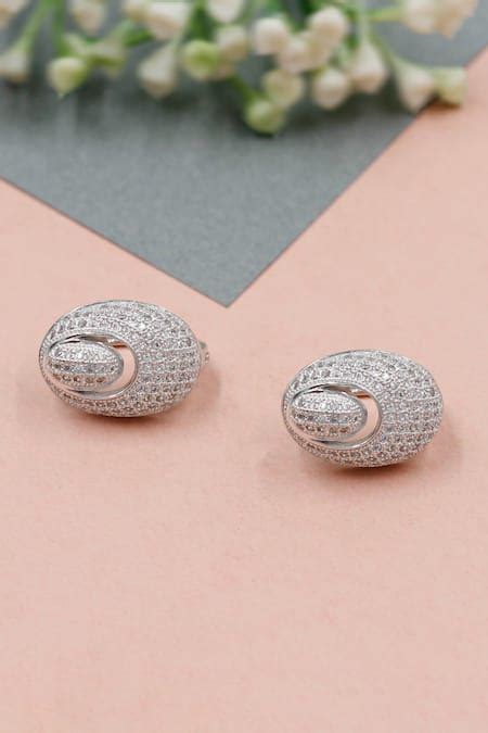 Buy Silver Plated Cubic Zirconia Embellished Crystal Sparkle Earrings