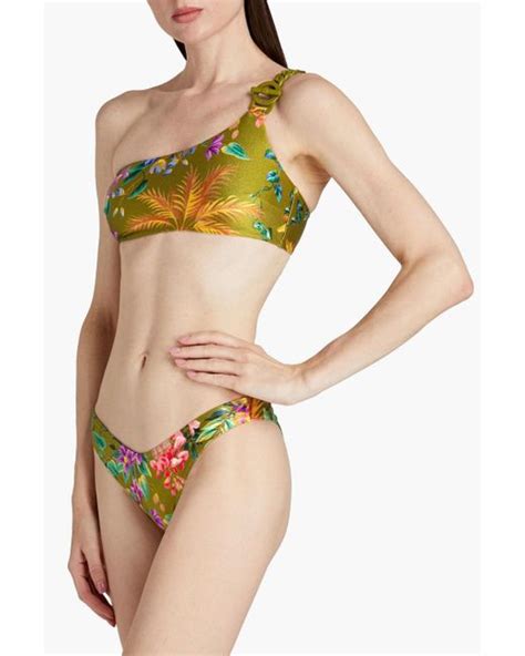 Zimmermann Tropicana Floral Print Bikini In Yellow Lyst