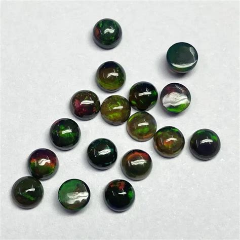 Natural Black Ethiopian Opal Stone Smooth Round Cabochon At Rs