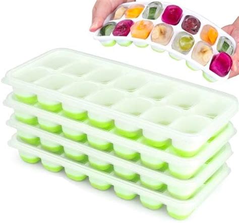 Amazon Select4U Ice Cube Trays With Lid BPA Free 4 Pack 56 Ice