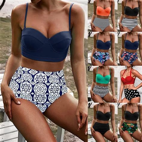 Bikini Women High Waist Bikinis Swimwear Swimuit Female Retro