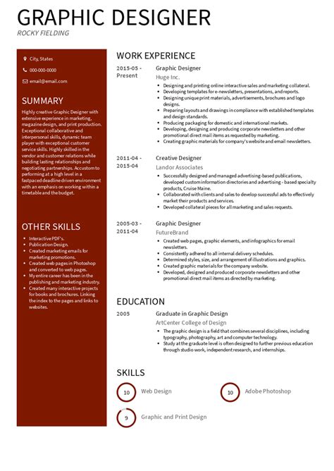 Graphic Design - Resume Samples and Templates | VisualCV