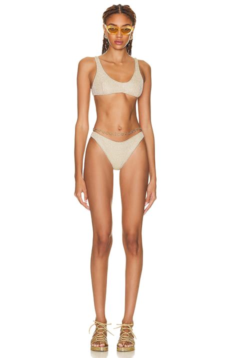 Oseree Lumiere Sporty Bikini Set In Platinum Fwrd