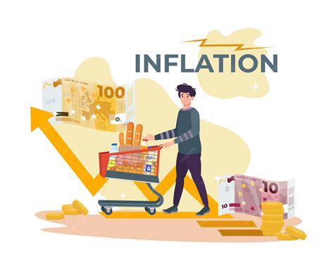 Premium Vector | Inflation concept Growth of prices of food Man with a