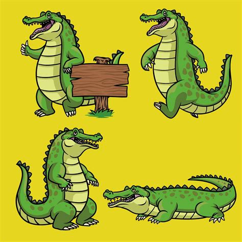 Cartoon Crocodile Character In Set 21776225 Vector Art At Vecteezy