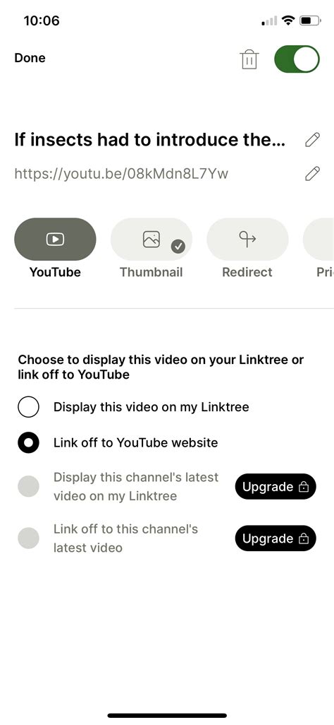 Screenshot Of Linktree Link Settings