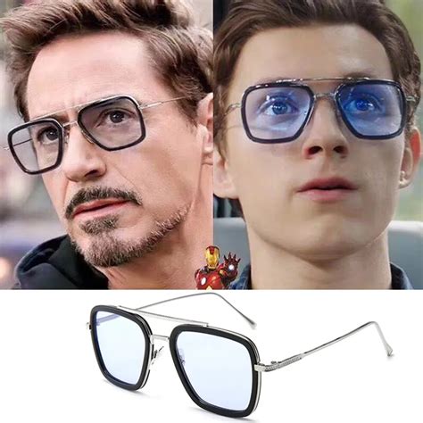 Tony Stark Sunglasses Men Avengers Iron Man Square Sunglasses Retro