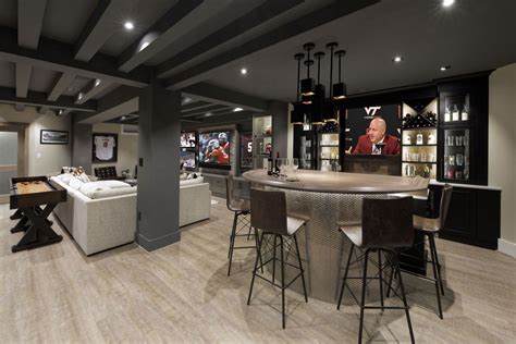 Sports Fans Dream Finished Basement For Entertaining And Fun In Ashburn