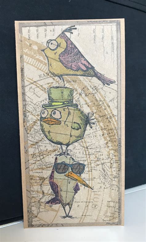 Inlay Card Using Tim Holtz Crazy Birds By Deb Hallett Crazy Bird Tim