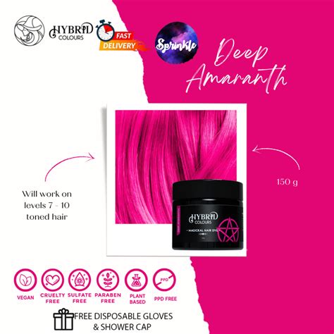 HYBRID COLOURS DEEP AMARANTH HOT PINK ORGANIC HAIR DYE 150G Shopee