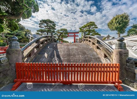 Taiko Bashi Drum Bridge And San No Torii Gate At The Entrance Of