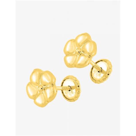 Boucles D Oreilles Fleur Or Jaune 750