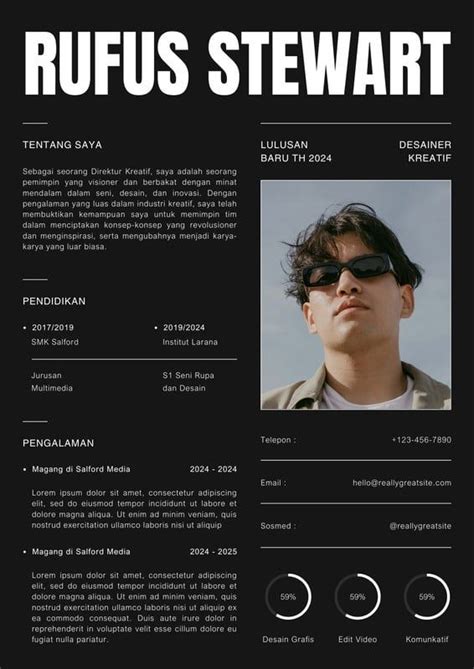 Hitam Putih Minimalis Cv Lulusan Baru Desainer Resume Templates By