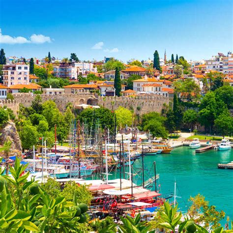 View Of The Old Marina In Antalya, With The Kaleici Or Old Town Atop ...