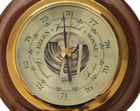 Small Maritime BAROMETER Wood Brass Atmospheric Pressure Etsy