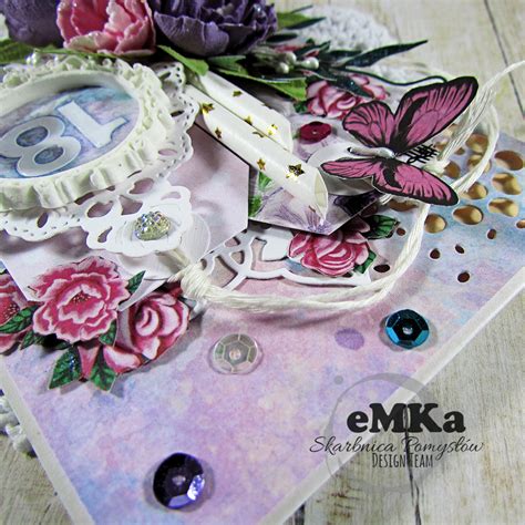 Made by eMKa Kartka na 18 stkę kurs 18th card tutorial