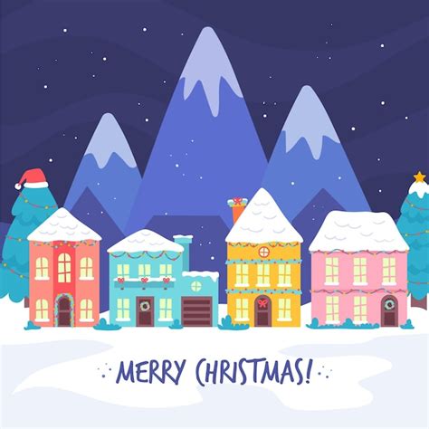 Premium Vector Hand Drawn Christmas Town