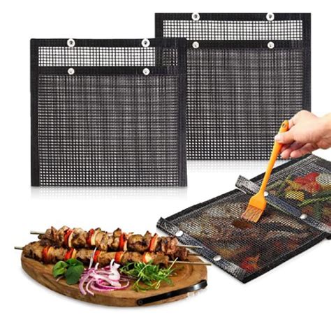 Pcs Bbq Mesh Grill Bags Reusable Grilling Pouches For Barbeque Fish