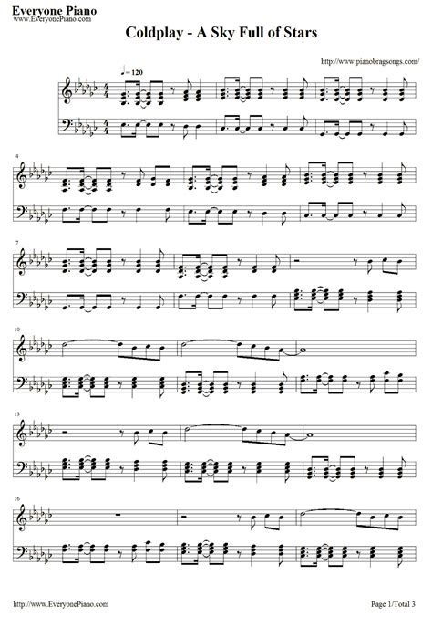 A Sky Full Of Stars Coldplay Sheet Music Coldplay Piano Coldplay