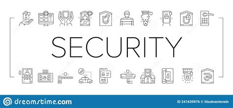 Home Security Device Collection Icons Set Vector Stock Vector